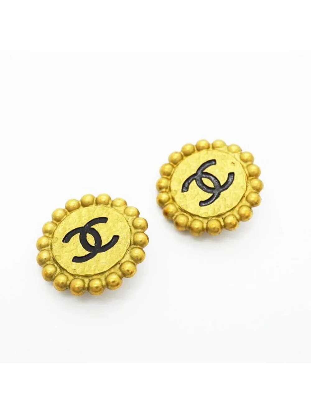 Chanel Earrings Vintage CC Logo Gold Plated